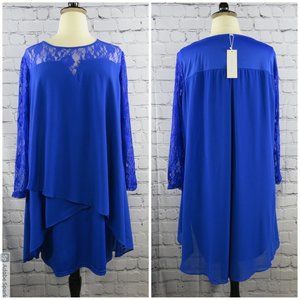Women's Plus Layered Blue Dress w/ Lace